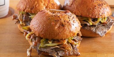 BBQ sandwich with meat and coleslaw