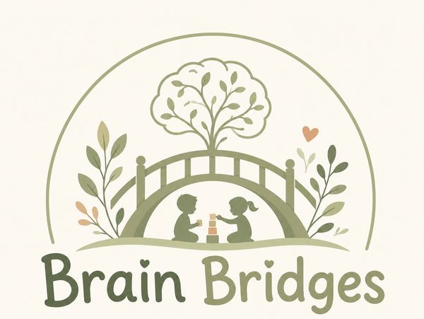 Logo of Brain Bridges with children playing under a tree.