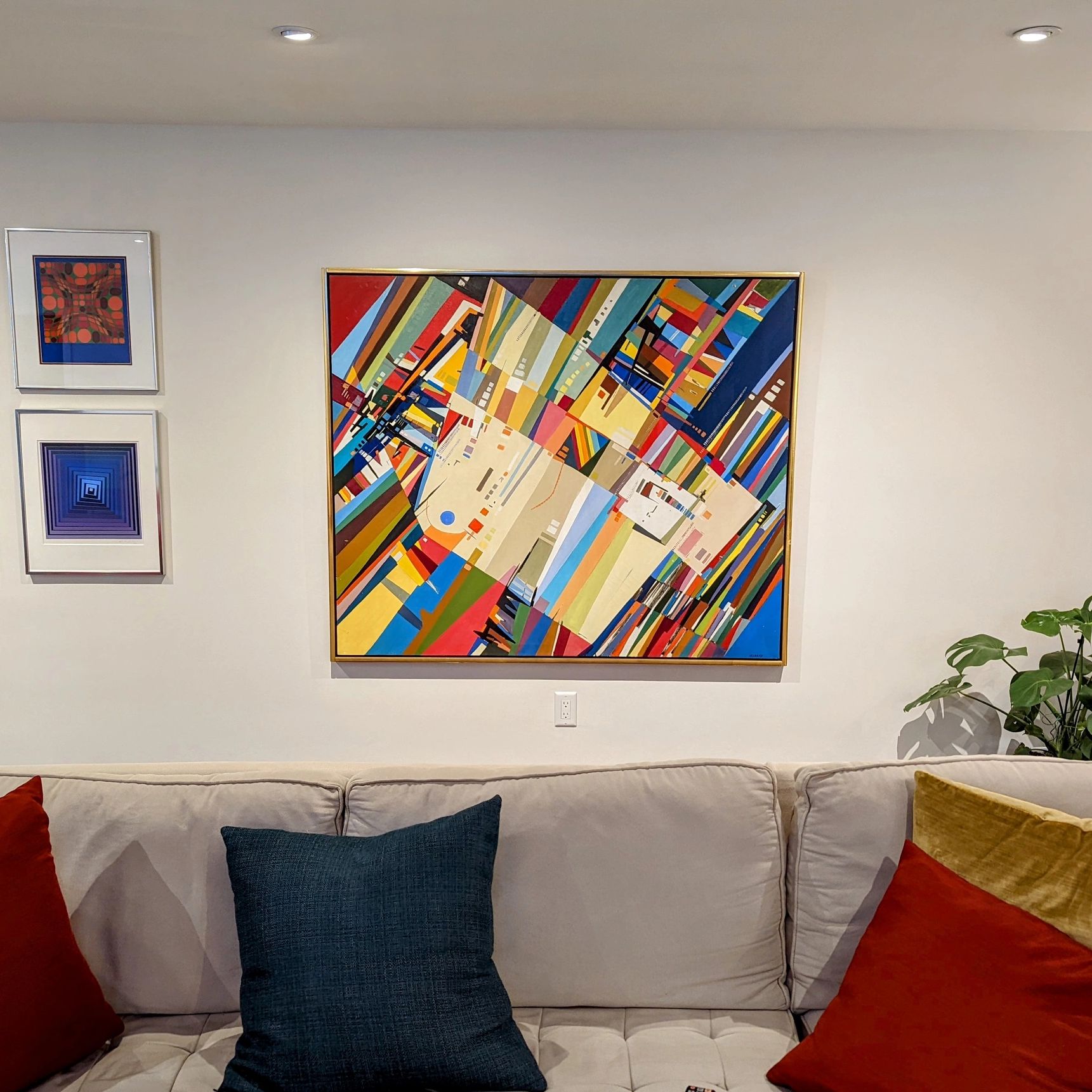 Albert Alkalay art in living room. Nirma Raffi Interior Designer, Andover Massachusetts.
