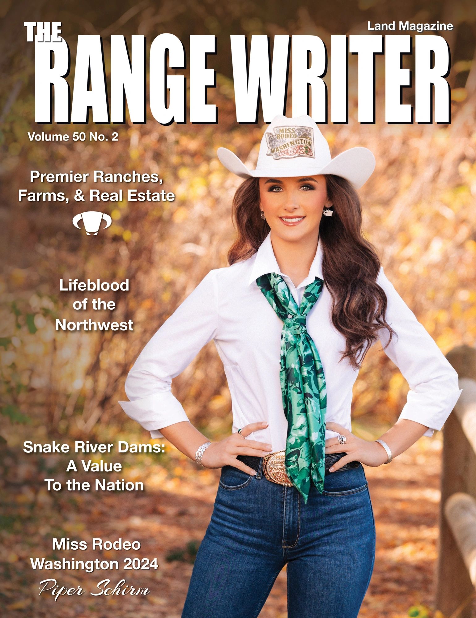 The Range Writer Land Magazine V50N2 featuring Miss Rodeo Washington 2025, Piper Schirm.