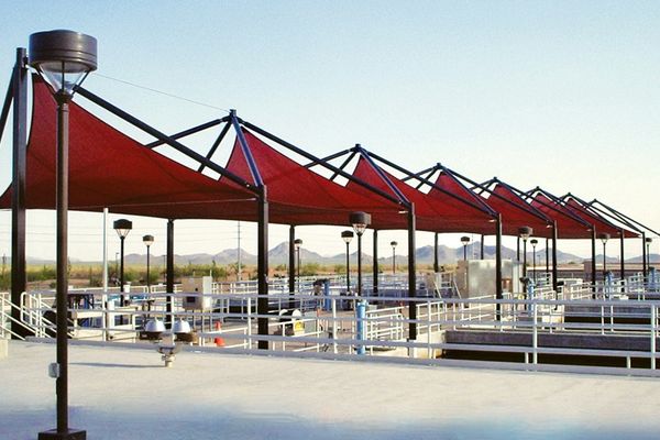 Shade structures in an industrial setting