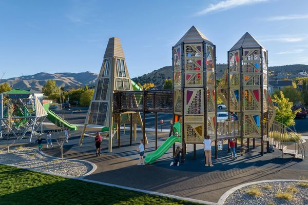 Outdoor playground with children playing