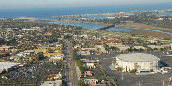 Photo taken from above I-5 looking west from Midway to the Pacific Ocean. Credit: City of San Diego