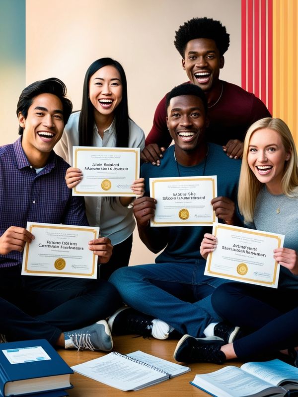 Group of students with certificate