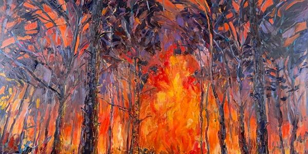 Work by Emily Jalbert. Prints available. Large scale artwork, LA Fires, Modern Home Decor