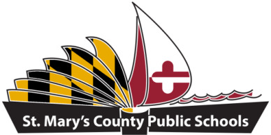 St. Mary's County Public Schools logo with a stylized sailboat.