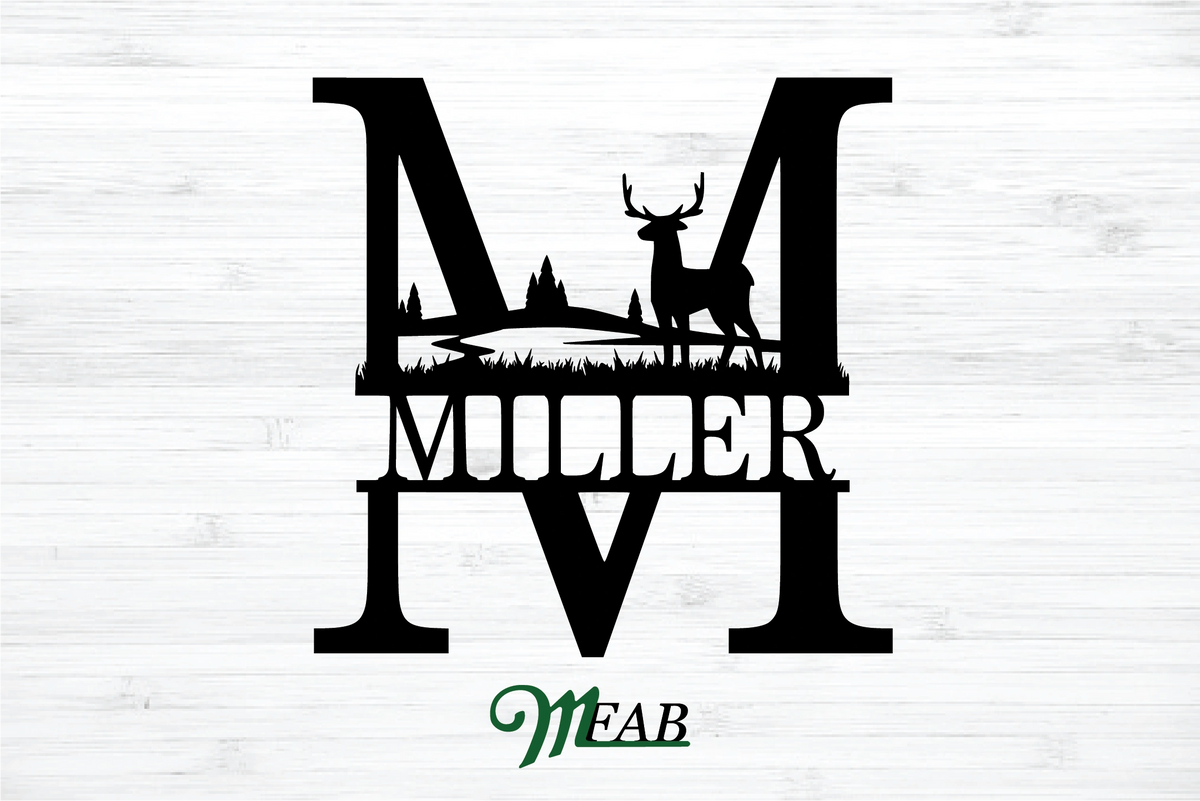 deer-family-name-sign-with-initial