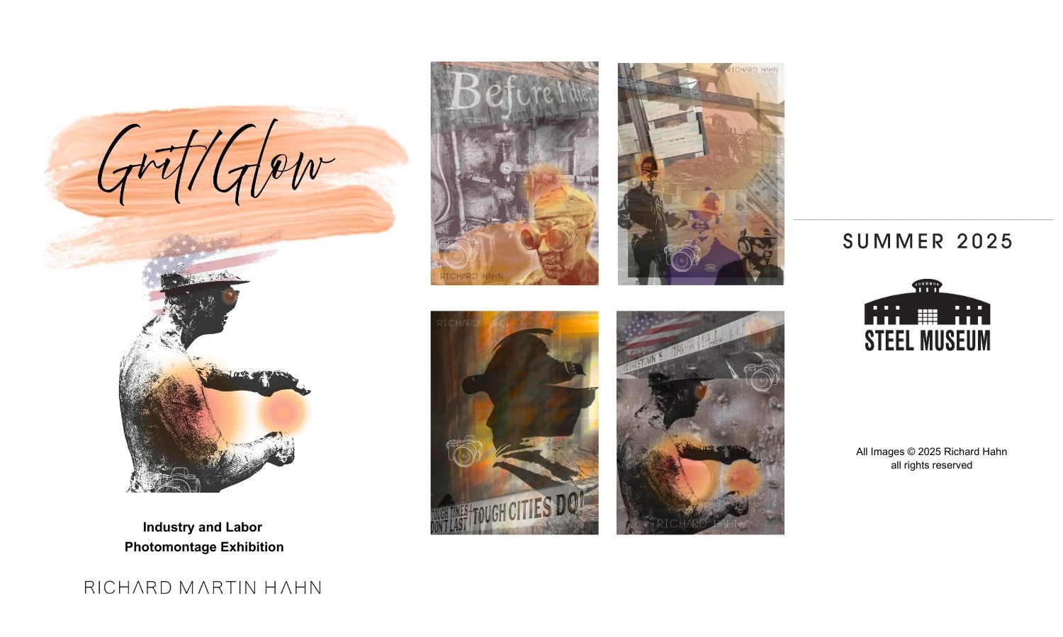 Grit/Glow graphic for Richard Hahn's one-man photomontage show.