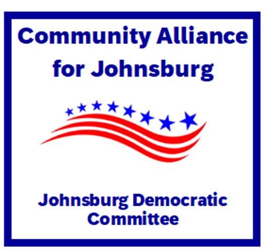 Logo of the Community Alliance for Johnsburg Democratic Committee with stars and stripes.