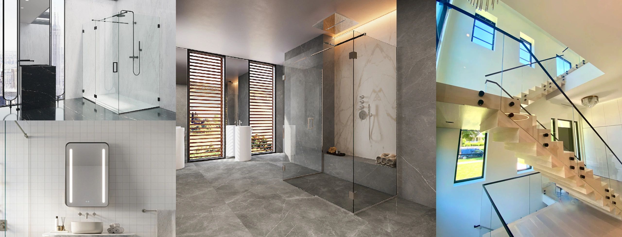 Chicago Glass shower doors, glass railing, and mirrors