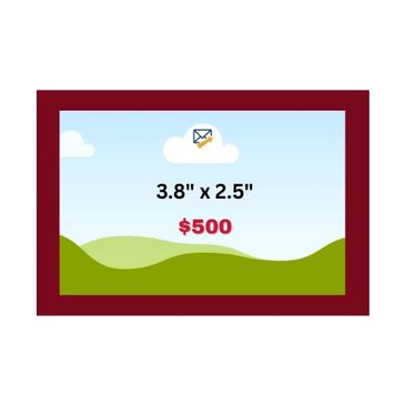 Standard Ad – $500/month (3.8 inches x 2.5 inches)