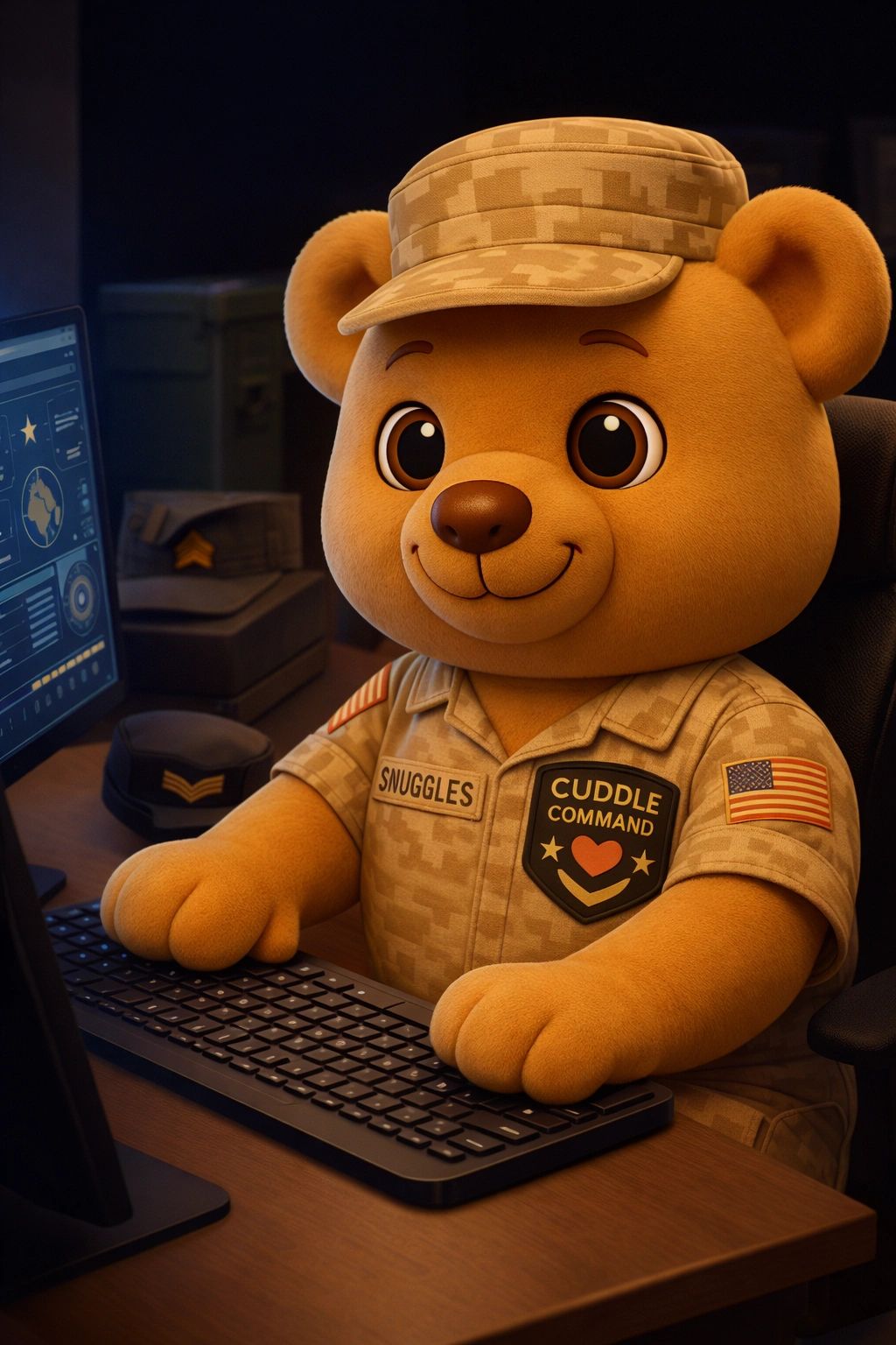 children’s bedtime comfort military teddy bear helping kids sleep