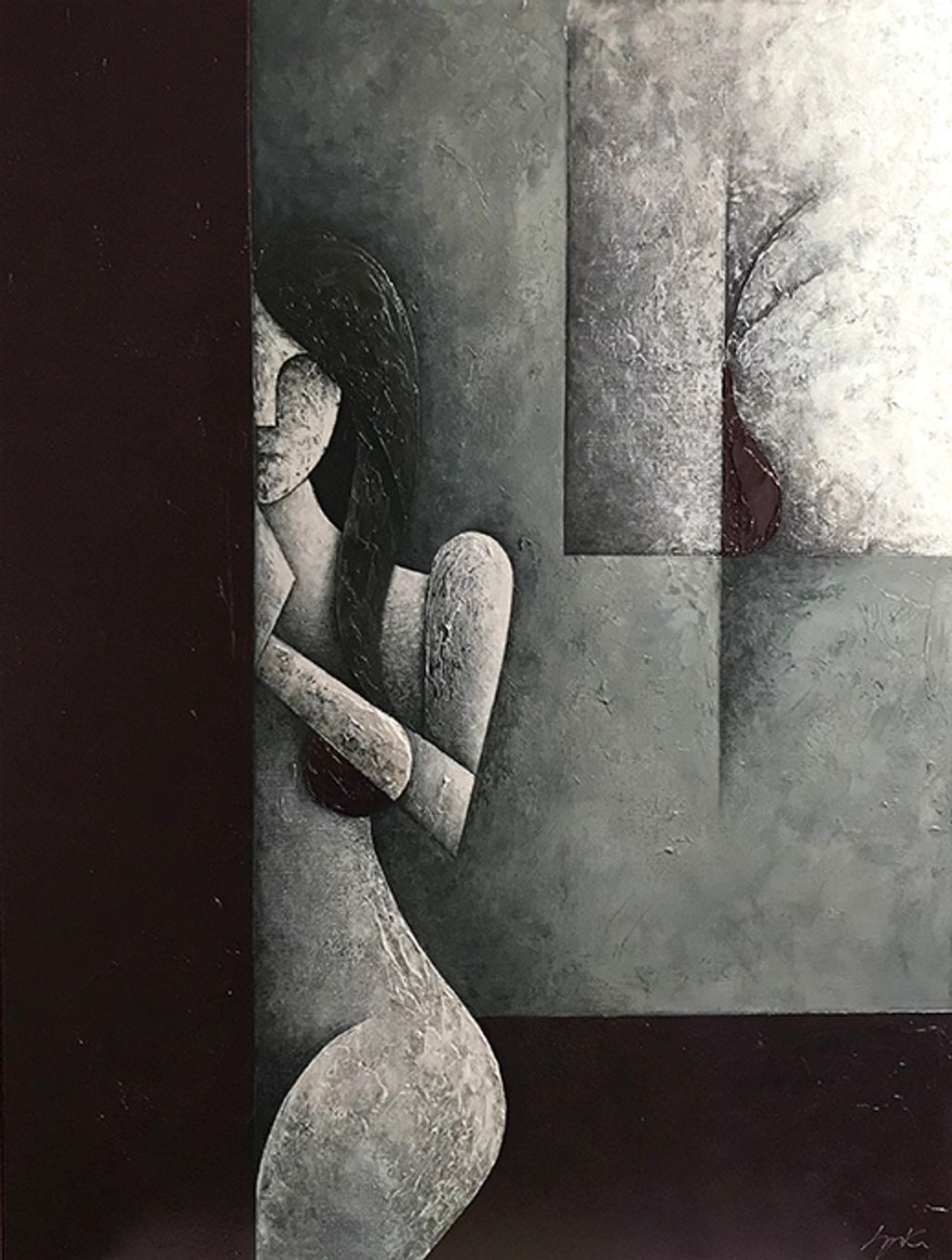 abstract nude girl by door