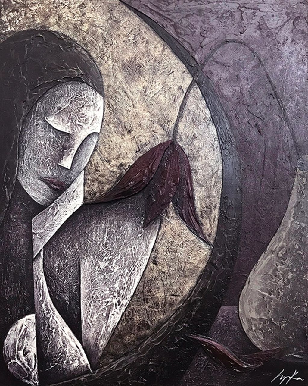 abstract woman mirror and vase