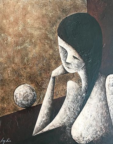 abstract nude woman by window art