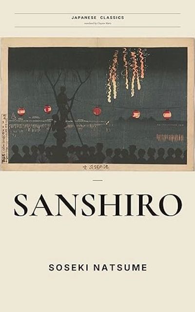 Book cover of Sanshiro by Soseki Natsume with traditional Japanese art.
