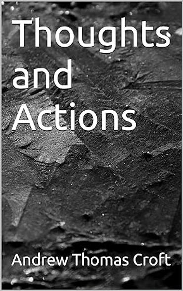 Book cover titled 'Thoughts and Actions' by Andrew Thomas Croft.