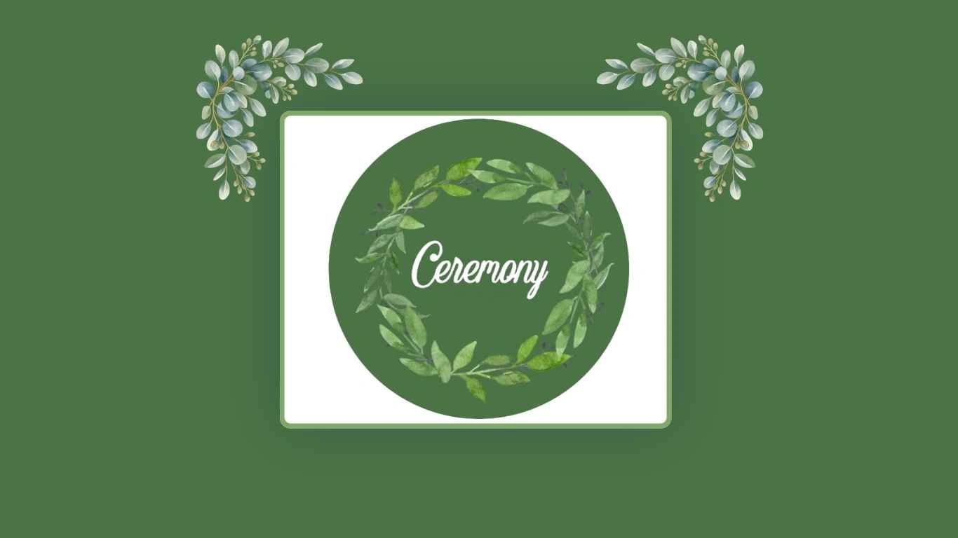 Green Ceremony logo with surrounded by leaves.