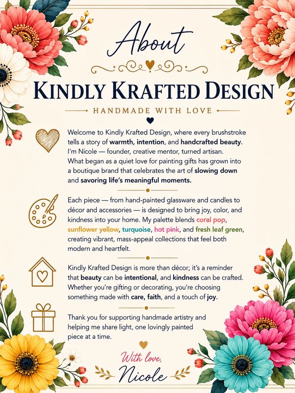 About Kindly Krafted Design by Nicole, handmade with love.