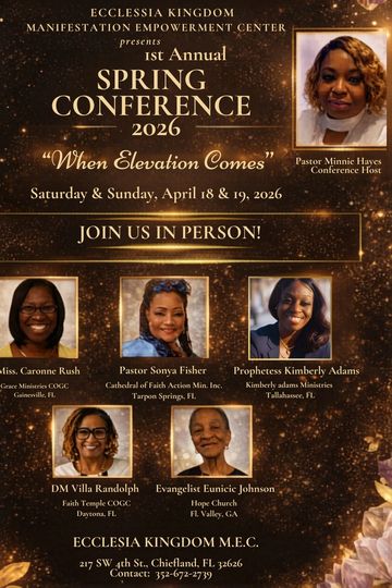 April 18-19,  2026 in  Chiefland, FL. Hosted by ECCLESSIA  KINGDOM. No registration required. Come e