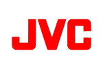 Logo of JVC in black and red.