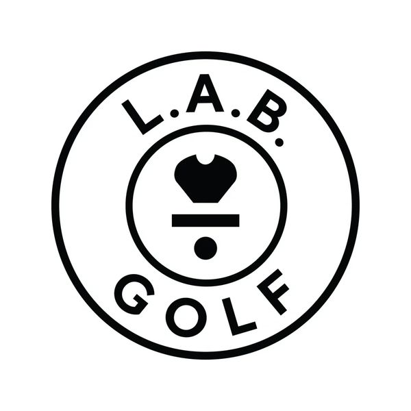 Black and white L.A.B. Golf logo with a golf tee and ball symbol.