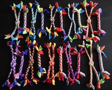 20 colourful tiny toys in 2 designs, custom order for a breeder of small breeds. 