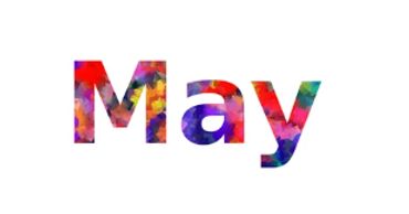 Colorful text spelling 'May'.