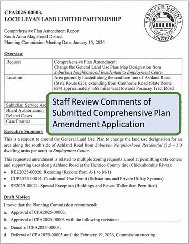 Staff Review Comments of Submitted Comprehensive Plan Amendment Application