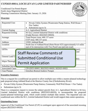 Staff Review Comments on Submitted Conditional Use Permits