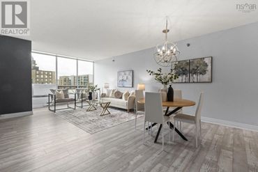 Bright living and dining area with modern decor.