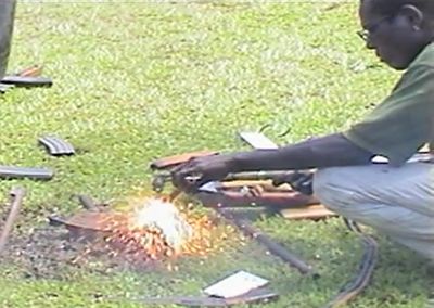 Gun-cutting using oxy-acetylene.