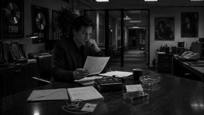 Man reading documents at an office desk.
