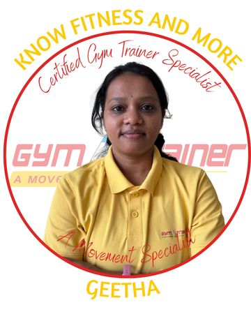 Certified gym trainer Geetha promotes fitness and wellness.