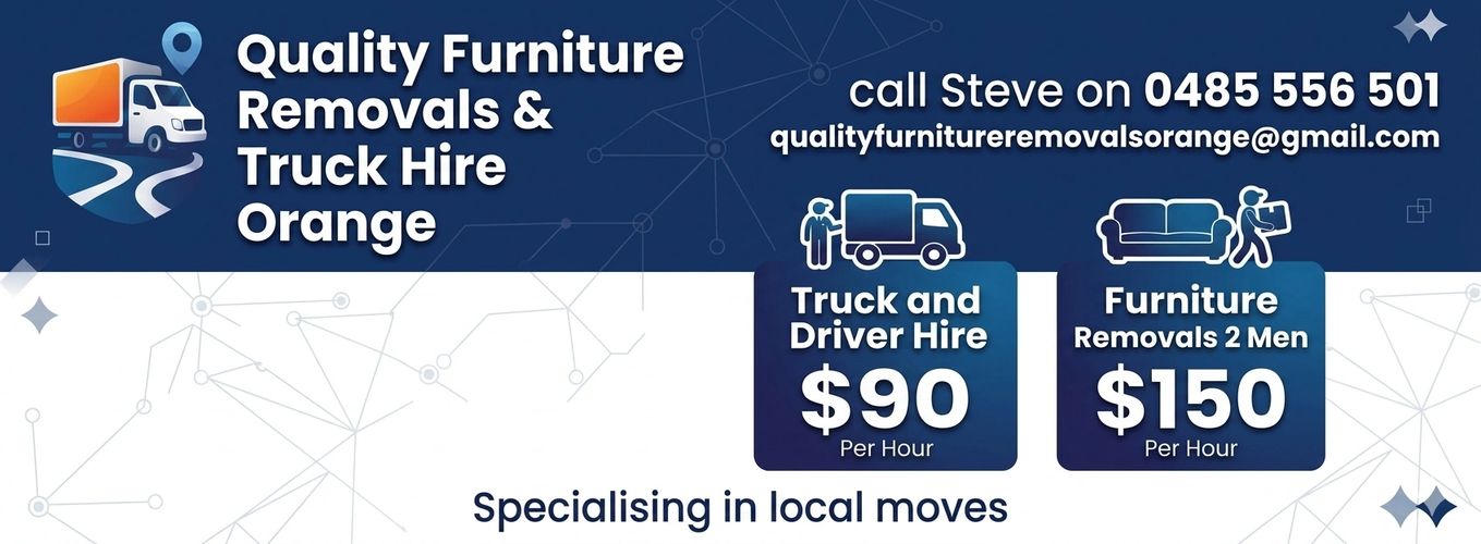 Quality furniture removals and truck hire in Orange with competitive hourly rates.
