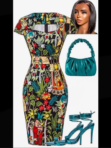 Vintage Printed Bodycon Dress for all occasions:
• Weddings
• Date Nights
• Brunch .…