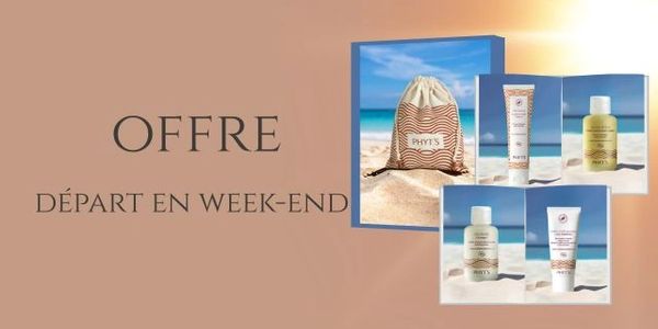 Weekend offer featuring Phyt's skincare products with a beach theme.