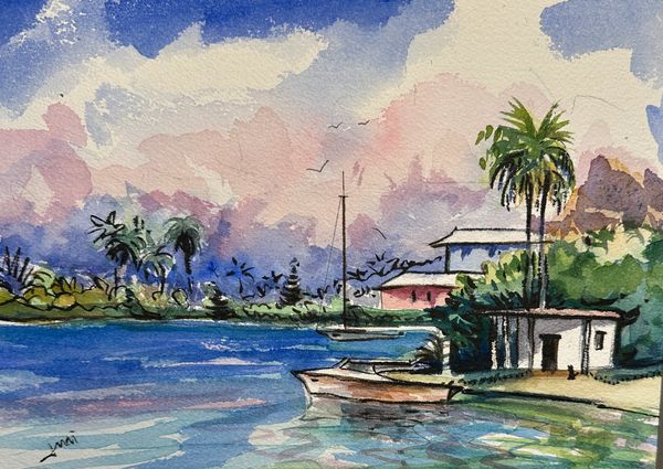 Florida creek view in Watercolor by Judi LeBlanc 