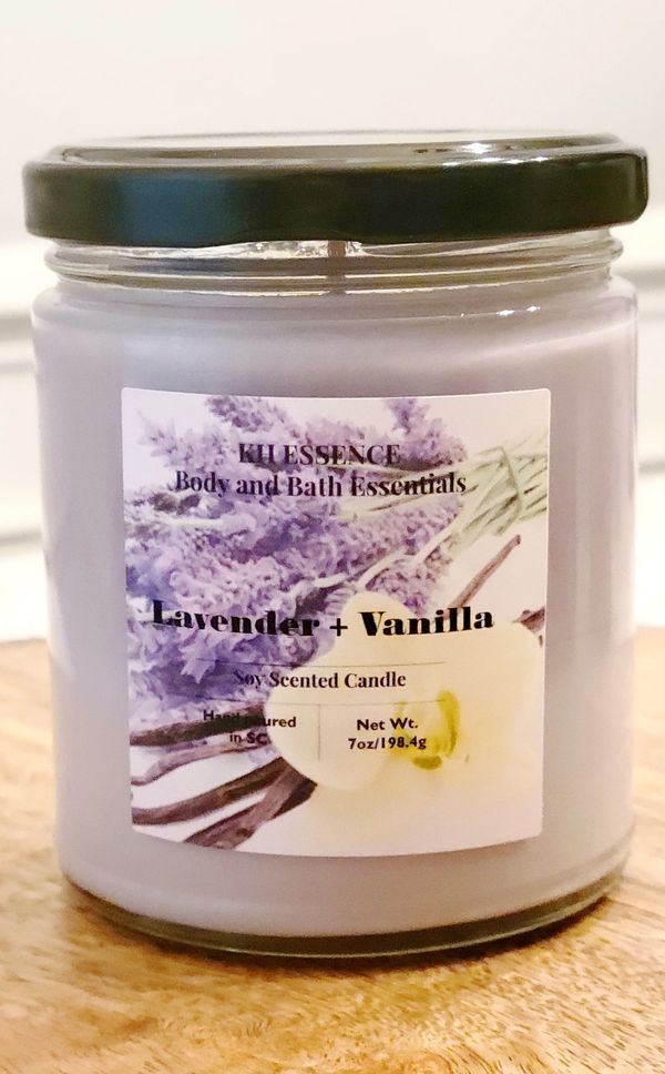 Lavender + Vanilla Soy Candles 
Net Wt. 7oz