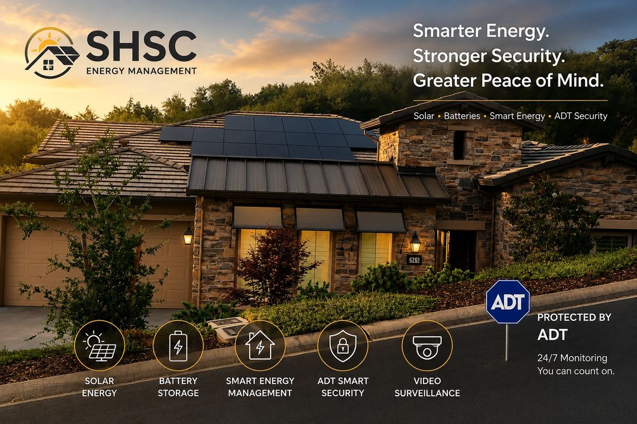 SHSC Energy Management is your East Bay Installer for Solar, Batteries, ADT and Security Cameras