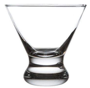 Contemporary martini glass with clean lines and sophisticated appeal. 