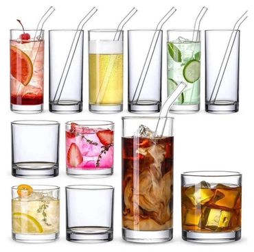 Classic highball and rocks glasses for elevated beverage service. Water service as well.