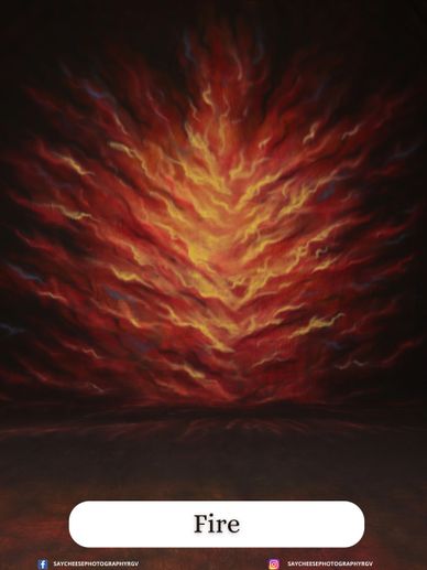 Abstract fiery artwork resembling a blazing fire with swirling flames.