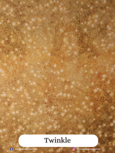 A textured golden background with sparkling twinkle lights.