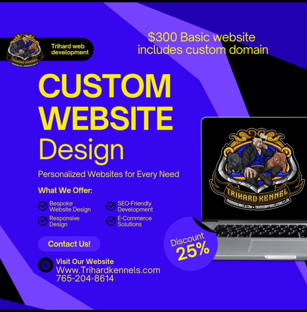 A banner Text name custom website design