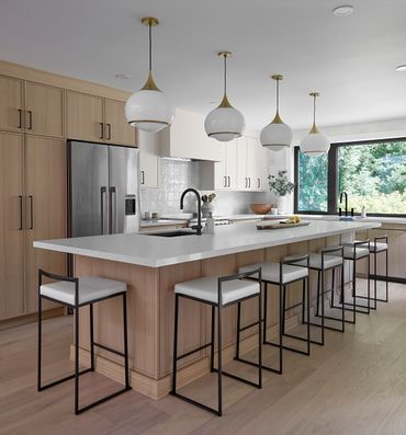 Custom kitchen cabinetry design by TKB Group. A  modern kitchen in Ontario with a large island.