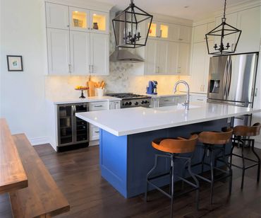 Custom kitchen cabinetry design by TKB Group. A  modern kitchen in Ontario with a large island.