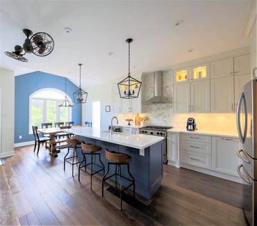 Custom kitchen cabinetry design by TKB Group. A  modern kitchen in Ontario with a large island.