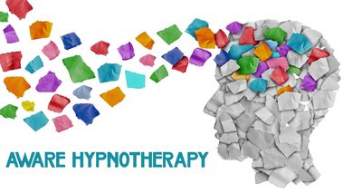 Colorful paper pieces forming a head, symbolizing aware hypnotherapy.