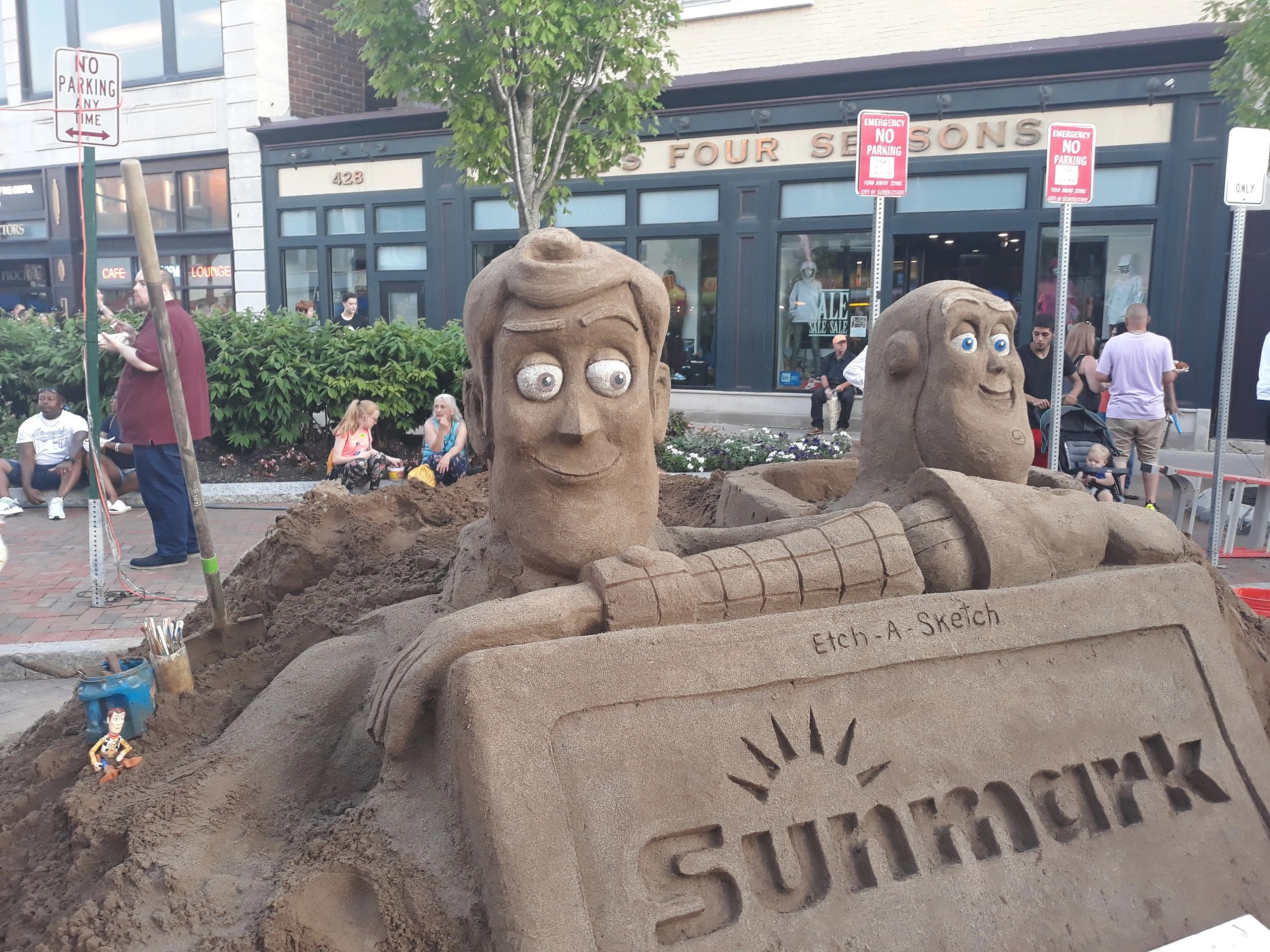 Buzz and Woody Toy Story Sand Sculpture Saratoga NY Sand Sculpture California Florida Albany NY